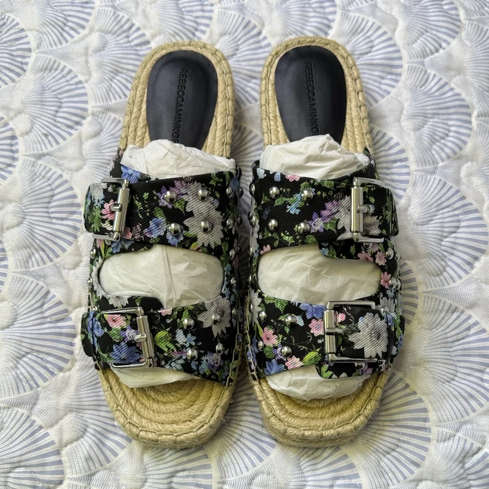 Rebecca Minkoff Floral Jodi Espadrille Platform Slides Size 10.5 NWOT